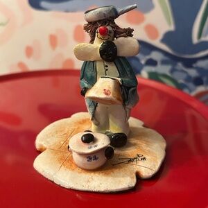 Zam Pita signed Handcrafted Clown Figurine with Pot